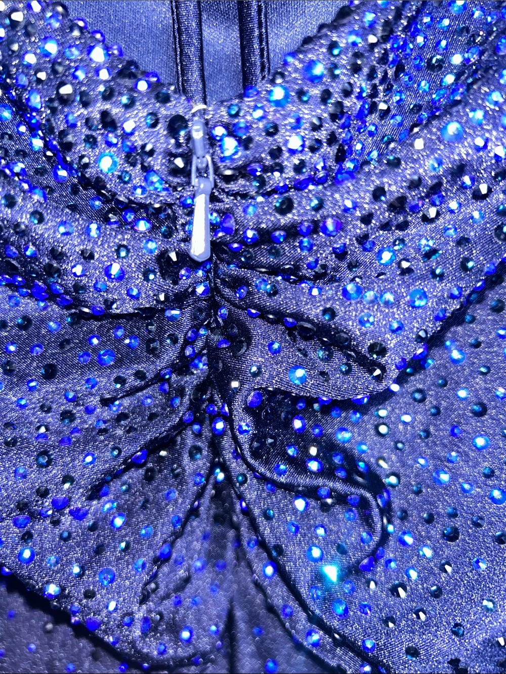 Amelia Couture Sparkly Rhinestone Bodycon Mini Dress (Style 3100S) in Navy - Picture 13 of 16